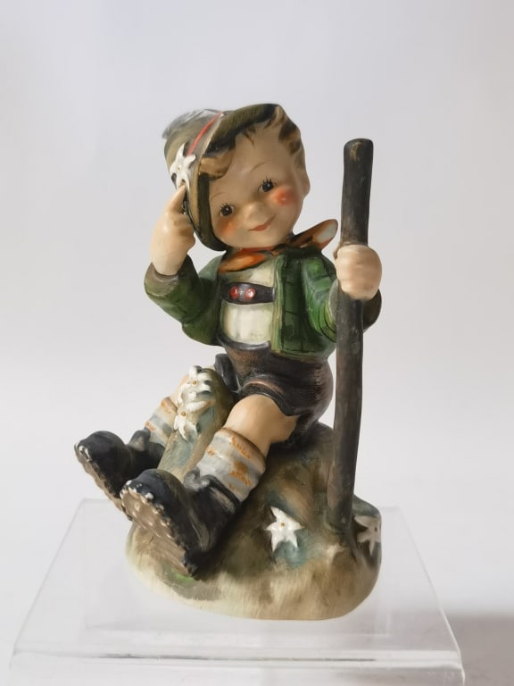 1955 Goebel Hummel Porcelain "Mountaineer" Figurin: 1955 Goebel Hummel Porcelain "Mountaineer" Figurine, 5in