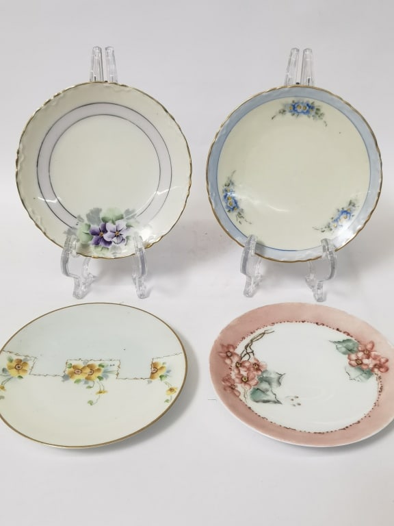 (4) Vintage Bavarian Porcelain Plates: (4) Vintage Bavarian Porcelain Plates, 6in