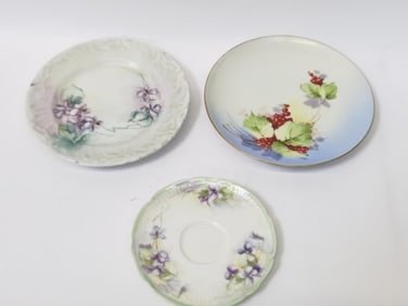 (3) Vintage Porcelain France and Bavarian Plates
