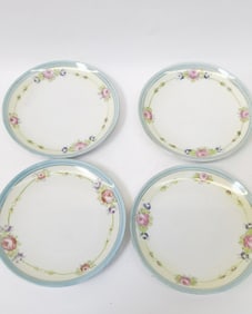 (4) Vintage Nippon Porcelain Floral Plates