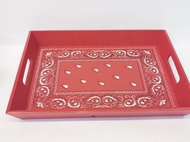 Vintage Red Wood Tray