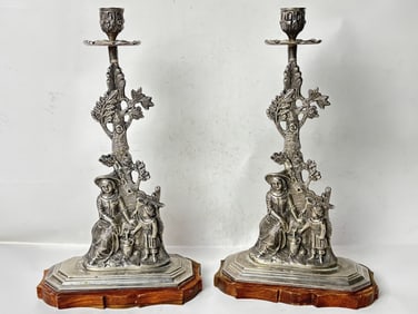Pr. of Silver Plated Figural Candlesticks