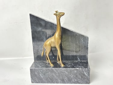 Dolbi Cashier Brass Giraffe on Marble Stand