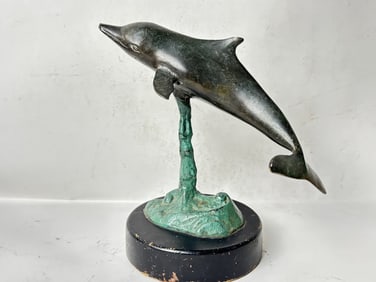 Vintage Bronze Dolphin Sculpture