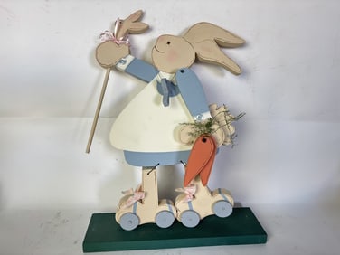 Large Vintage Wood Carved Bunny