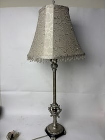 Large Silver Tone Table Lamp