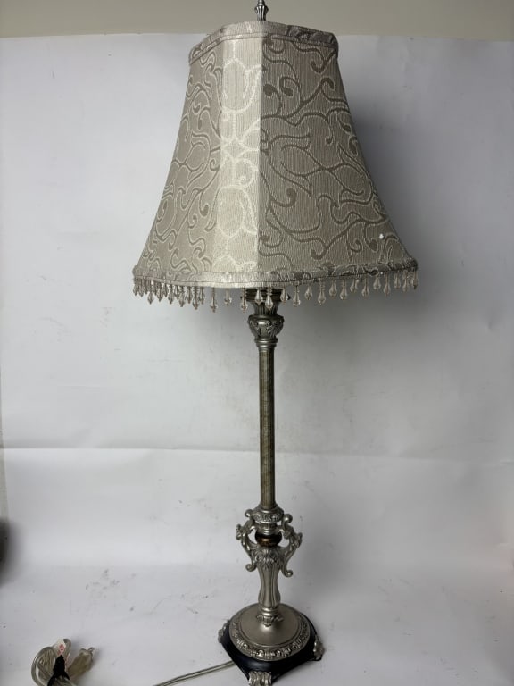 Large Silver Tone Table Lamp (1 of 4)