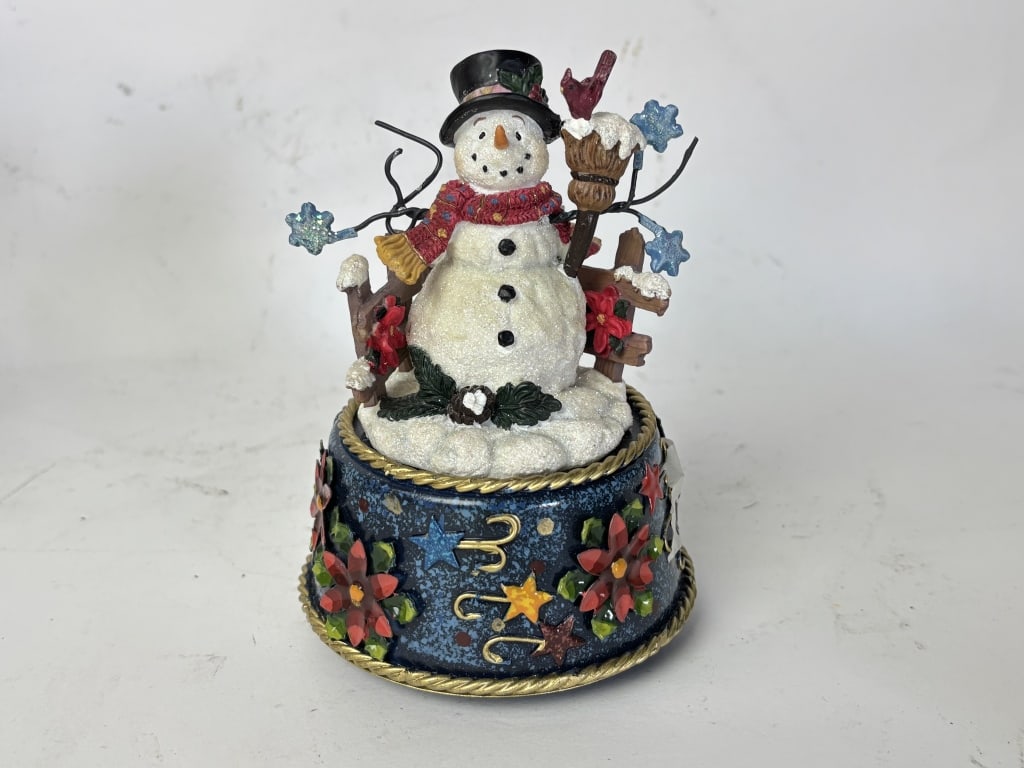 Metal Snowman Music Box: Metal Snowman Music Box, 6in
