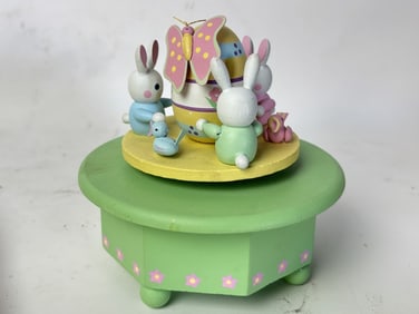 Wood Easter Bunny Music Box