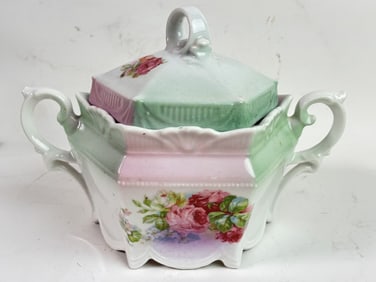 Vintage Denmark Porcelain Floral Sugar Bowl
