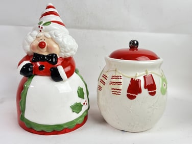 (2) Christmas Porcelain Cookie Jars