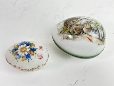 (2) Vintage Porcelain Egg Box