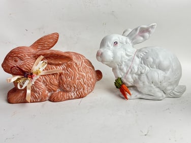 (2) Vintage Porcelain Rabbits