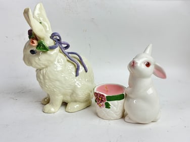 (2) Vintage Porcelain Rabbits