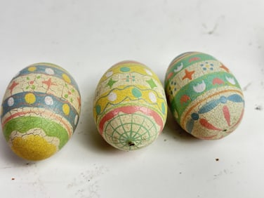 Group of Hand Painted Wood Easter Eggs