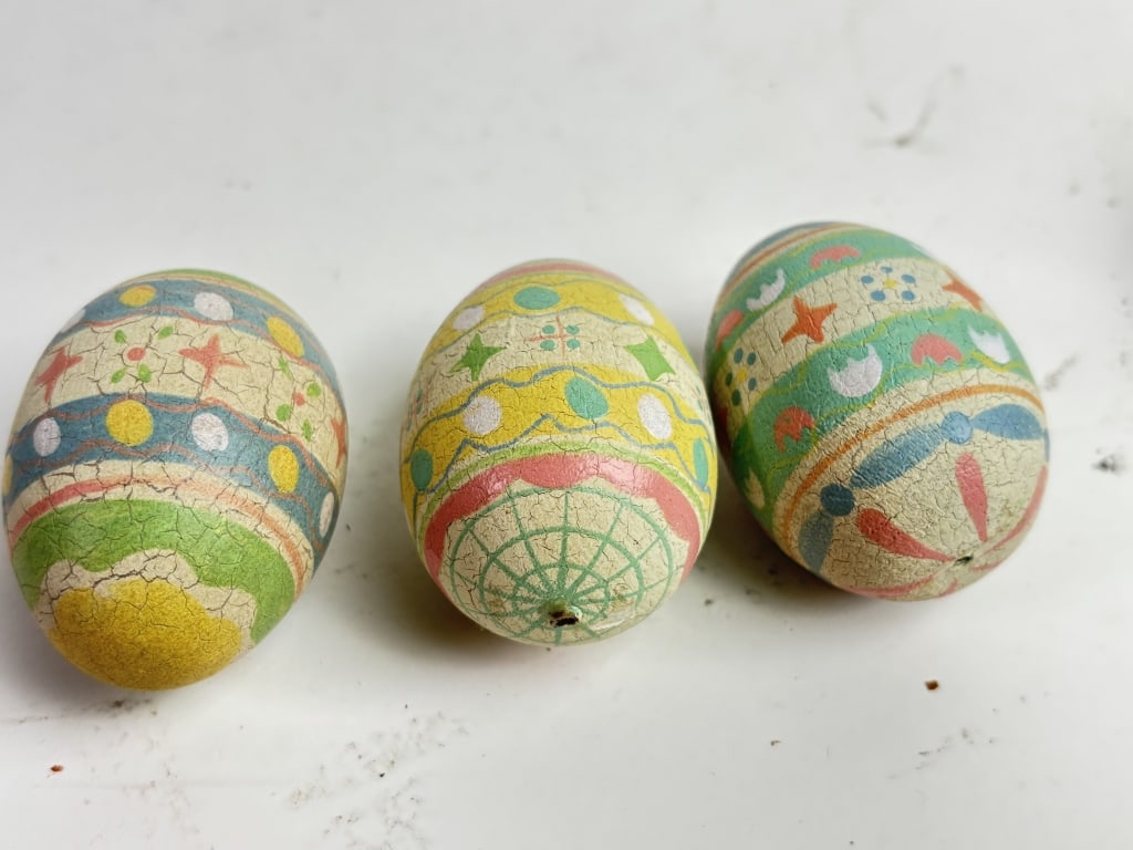 Group of Hand Painted Wood Easter Eggs (1 of 2)