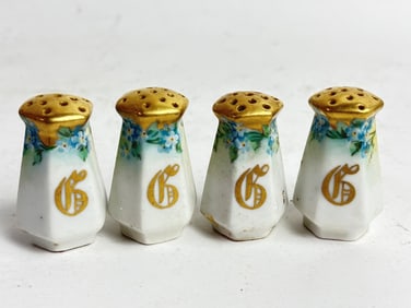 (4) Vintage French Gilt Porcelain Salt/Pepper Shak