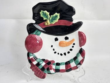 Vintage Fitz & Floyd Porcelain Snowman Dish