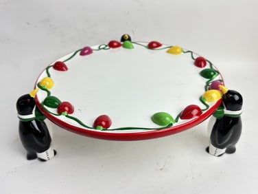 Vintage Department 56 Porcelain Penguins Cake Stan