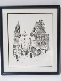 Signed M.H. Katz Street Scene Print