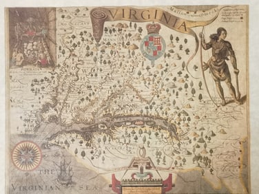 Print of Map of Virginia by John Smith, 1612