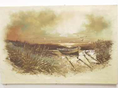 Seaside Oil Painting, Signed Todd