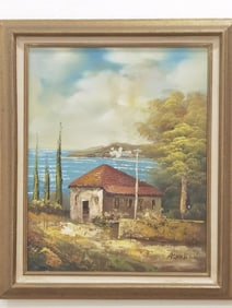 Landscape Oil Painting on Canvas, Signed Arnold