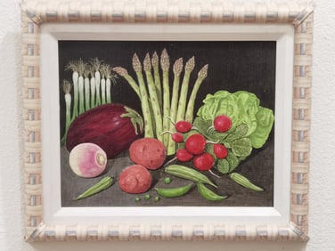 1973 Vegetable Still Life Oil Painting, Signed Ann