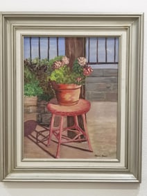 Vintage Floral Still Life Oil Painting, Signed Ela