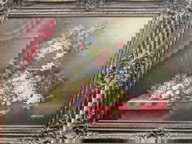 Extraordinary Oil Painting on Canvas, Signed Heath