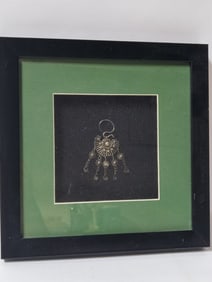 Vintage Silver Lock Jewelry Pendant in Frame