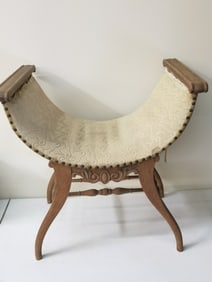 Vintage Edwardian Mahogany Curved Stool