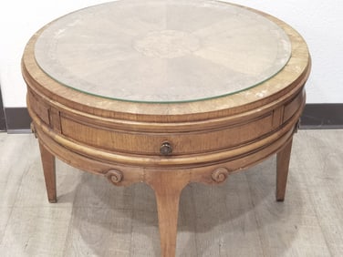 Vintage Cherry Wood round Coffee Table