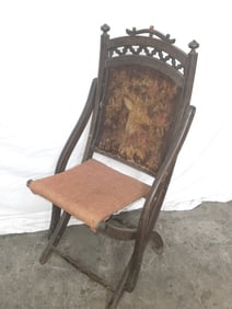 Antique Victorian Tapestry Folding Chair