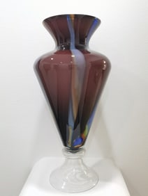 Large Vintage Makora Poland Hand Made Glass Vase