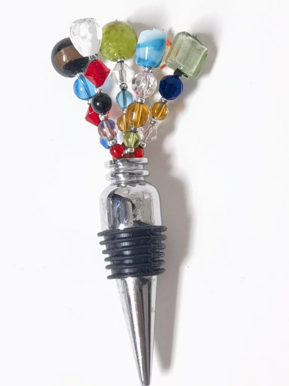Vintage Murano Italy Art Glass Beads Stopper: Vintage Murano Italy Art Glass Beads Stopper, 4.75in