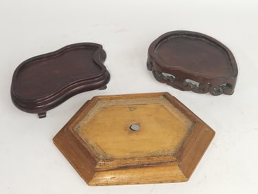 (3) Chinese Wood Carved Stands
