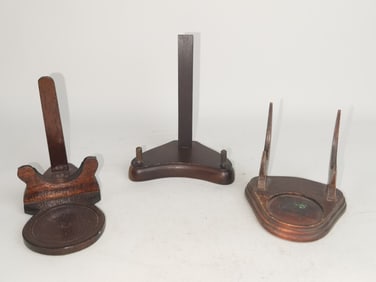 (3) Chinese Wood Carved Cup and Saucer Stands