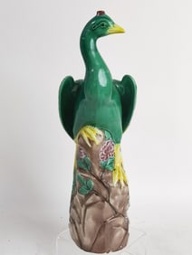 Vintage Chinese Porcelain Sancai Peacock Figurine