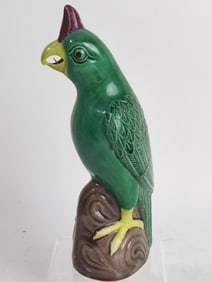 Vintage Chinese Porcelain Sancai Parrot Figurine