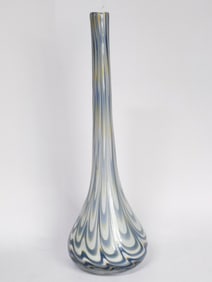 Vintage Murano Italy Blue/White Glass Long Neck Va