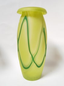 Large Frosted Green Swirl Glass Vase