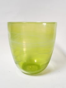 Green White Swirl Glass Vase