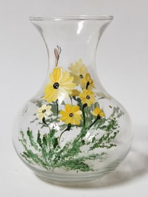 Vintage Fenton Hand Painted Floral Glass Vase