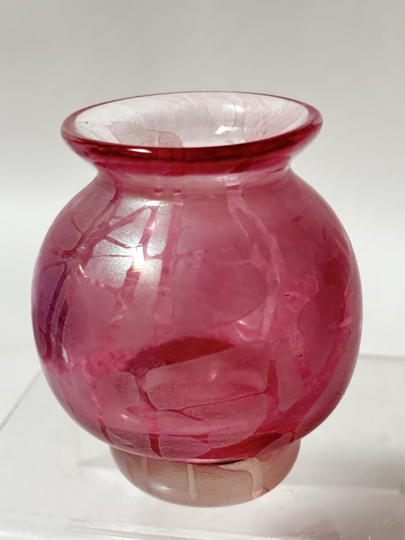 Vintage Murano Italy Cranberry Art Glass Vase (1 of 4)