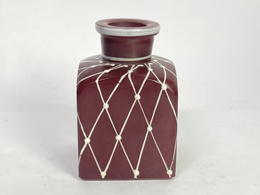 Vintage Maroon Glass Net Pattern Vase