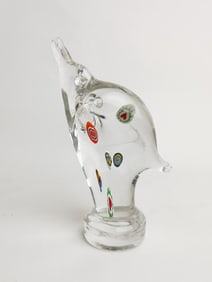 Murano Italy Clear Millefiori Abstract Glass Fish