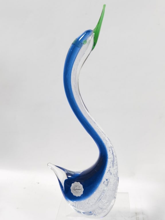 Vintage Murano Italy Art Glass Swan: Vintage Murano Italy Art Glass Swan, 11in