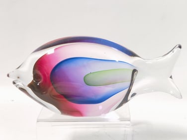 Vintage Murano Italy Sommerso Glass Fish