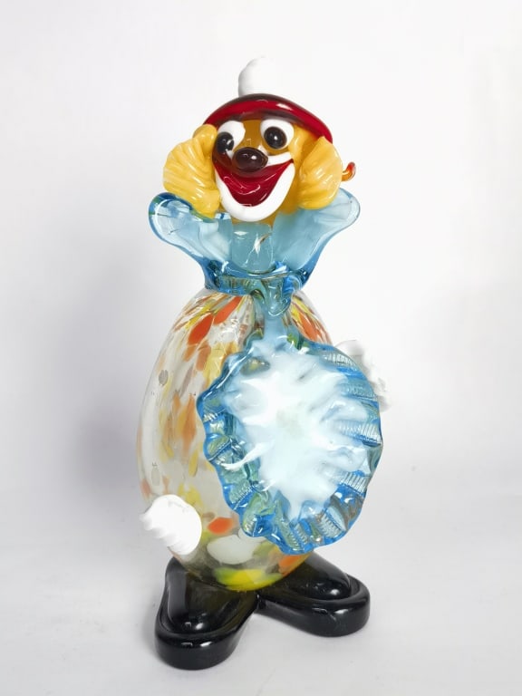 Vintage Murano Italy Art Glass Clown: Vintage Murano Italy Art Glass Clown, 8.5in